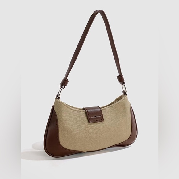 Denim Hobo Canvas Brown and Tan Women's Shoulder / Crossbody Bag New - Picture 3 of 7